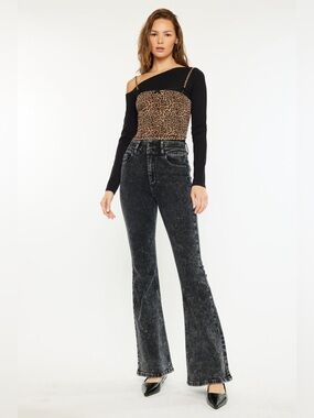 Kancan High Rise Flare Acid Wash Jeans 29x31